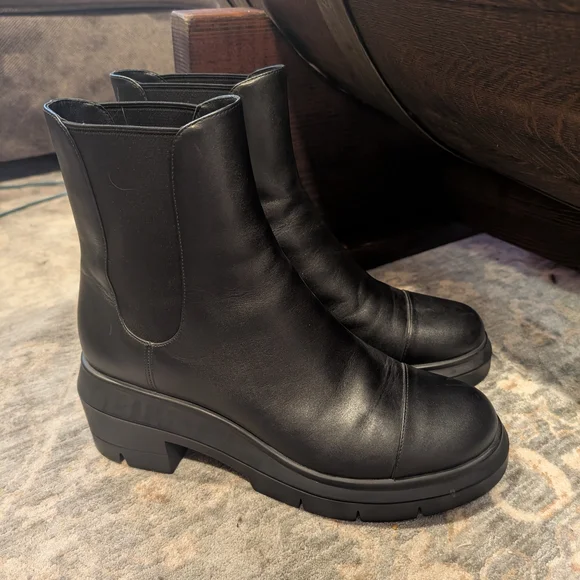 Stuart Weitzman Norah Lift Lug Sole Patent Leather Boots - Picture 2 of 7